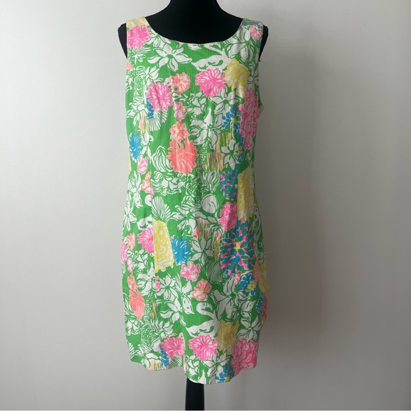 Lily Pulitzer Hibiscus Stroll Cathy Shift Dress Sz 12 Tropical Preppy Vacation - Picture 3 of 10